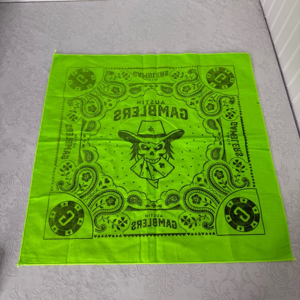 Austin Gamblers Texas Profesional Bull Riding Team Neon Green Bandana Gear - Picture 9 of 11